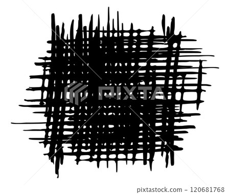 Hatching texture hand painted with black ink brush stroke 120681768