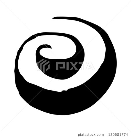 Round swirl symbol, hand painted with ink brush 120681774