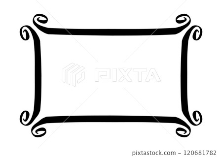 Frame banner hand painted with black ink brush Frame banner hand painted with black ink brush 120681782