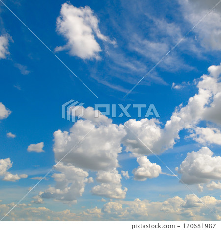 Blue sky with light, cumulus clouds. Blue sky with light, cumulus clouds. 120681987
