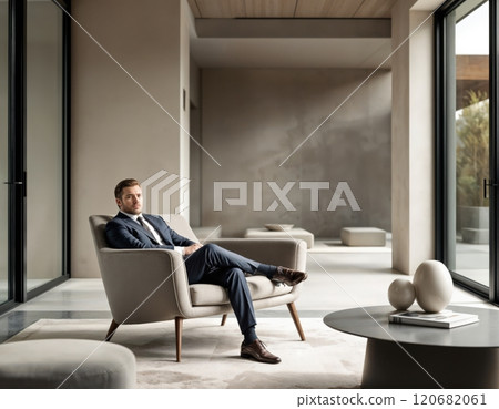 Man in office interior. Man in office interior. 120682061