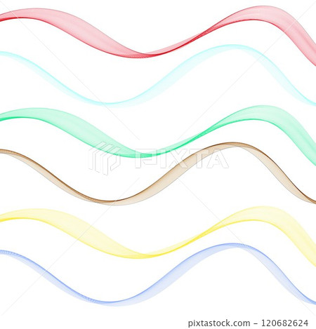 Vector set of abstract wave pattern. Green, red, brown, yellow, blue waves. Eps 10 120682624