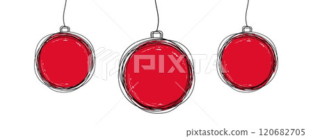 Hand drawn Christmas tree ball ornament isolated on white background 120682705