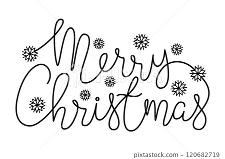 Merry Christmas lettering banner with snow flake 120682719