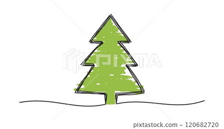Tangled grungy scribble Christmas Pine Tree banner 120682720