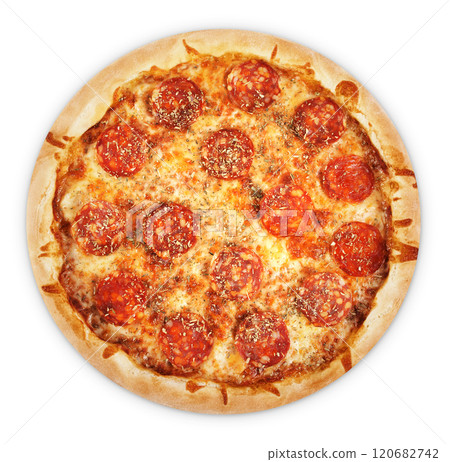 Pizza Pepperoni, isolated on white background Pizza Pepperoni, isolated on white background 120682742