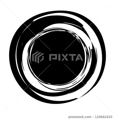 Swash circle hand painted with black ink brush 120682820