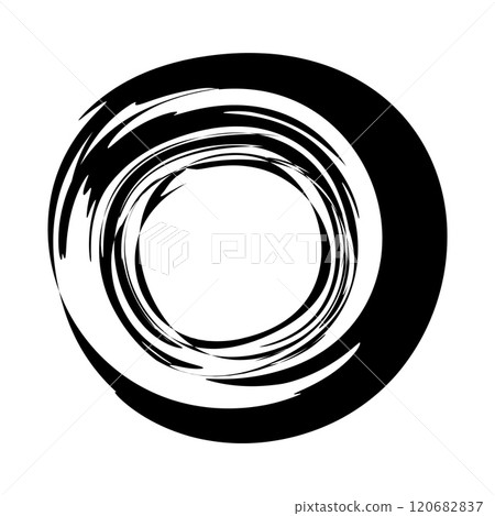 Swash circle hand painted with black ink brush 120682837