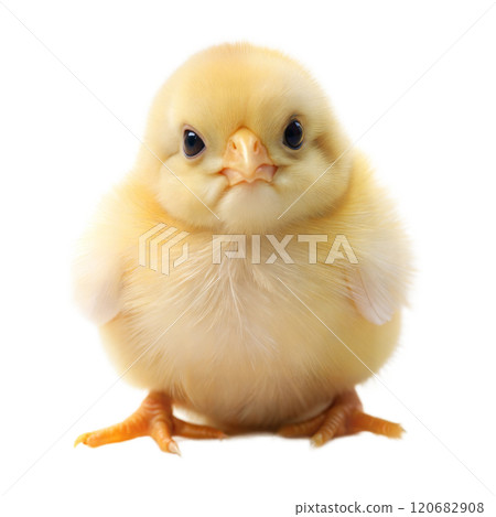 Close-up Portrait of a Baby Chick on White Background 120682908
