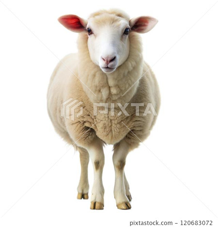 White Sheep Isolated on White Background White Sheep Isolated on White Background 120683072