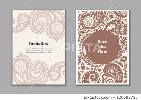 Two greeting cards set with paisley motifs 120683755