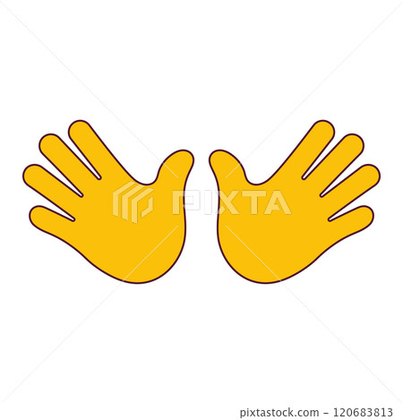 Two Open Hands for Greeting or High Five Gesture. Open Palms Gesture. Double Hands Emoji Icon. Isolated Vector Illustration 120683813