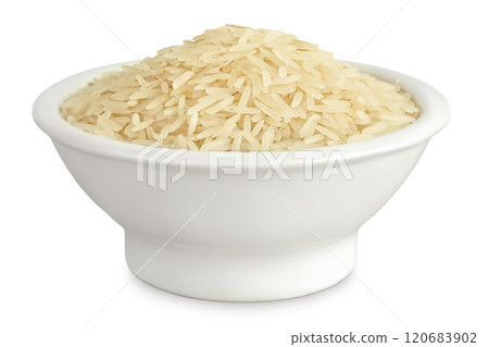 rice basmati in a ceramic bowl isolated on white background 120683902