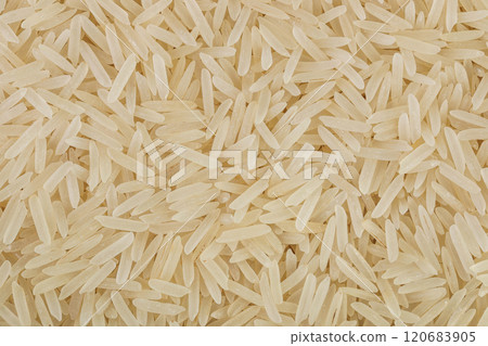rice basmati as a background. Top view. Flat lay 120683905