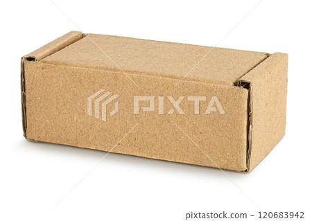 closed empty cardboard box isolated on white background closed empty cardboard box isolated on white background 120683942