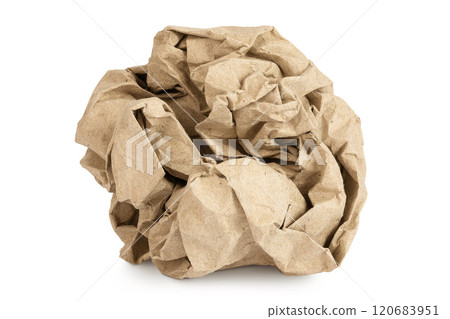 Crumpled brown sheet of paper isolated on white background Crumpled brown sheet of paper isolated on white background 120683951