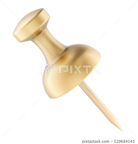 Golden Push Pin, 3D rendering 120684143