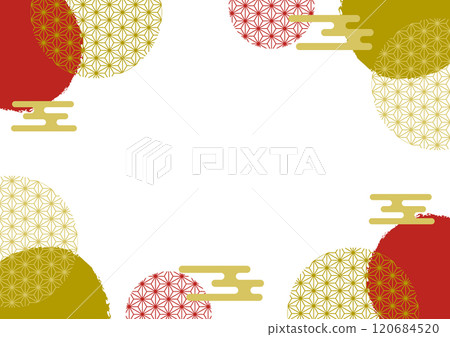 Japanese style frame red gold simple hemp leaf Japanese style frame red gold simple hemp leaf 120684520