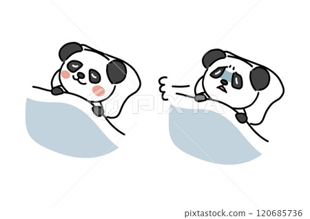 A set of a sleeping panda and a sleepless panda A set of a sleeping panda and a sleepless panda 120685736