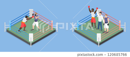 3D Isometric Flat Vector Illustration of Boxing People, Scenes Of Boxers In The Ring 3D Isometric Flat Vector Illustration of Boxing People, Scenes Of Boxers In The Ring 120685766