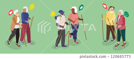 3D Isometric Flat Vector Illustration of Diverse Elderly People, Seniors Embrace Active Lifestyle, Diversity And Cheerfulness 3D Isometric Flat Vector Illustration of Diverse Elderly People, Seniors Embrace Active Lifestyle, Diversity And Cheerfulness 120685773
