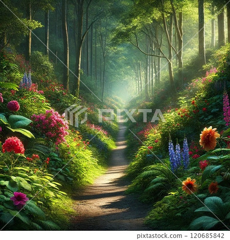 Flowers blooming in the mist 120685842