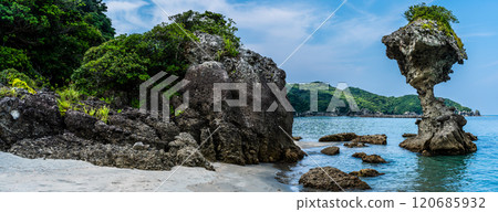 蘋果岩(傘岩)柿泊海岸長崎日落之路全景【長崎市】 蘋果岩(傘岩)柿泊海岸長崎日落之路全景【長崎市】 120685932