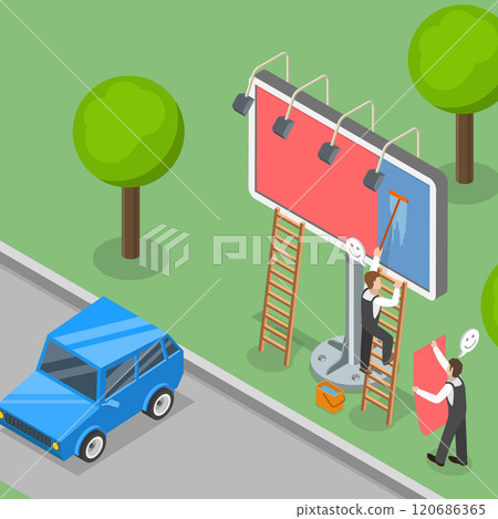 3D Isometric Flat Vector Illustration of Commercial Advertising, Outdoor City Banner 3D Isometric Flat Vector Illustration of Commercial Advertising, Outdoor City Banner 120686365