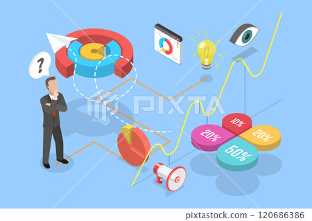 3D Isometric Flat Vector Illustration of Successful Business, Digital Social Marketing 3D Isometric Flat Vector Illustration of Successful Business, Digital Social Marketing 120686386