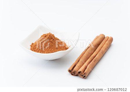 Cinnamon powder and cinnamon stick Cinnamon powder and cinnamon stick 120687012