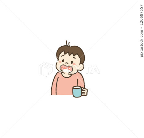 兒童漱口預防感冒的插圖 120687557