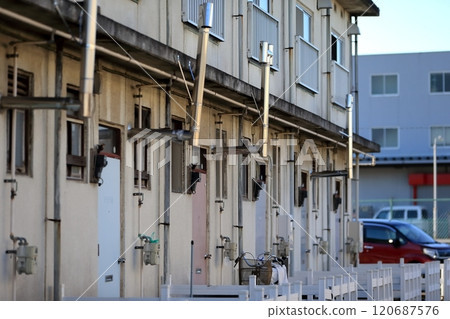 Image of a two-story row house Image of a two-story row house 120687576
