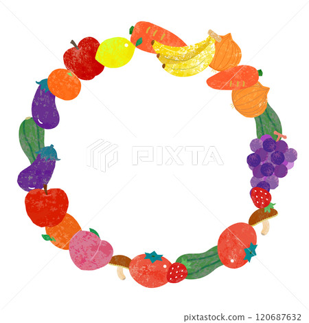 蔬菜和水果向量框架（透明背景） 120687632