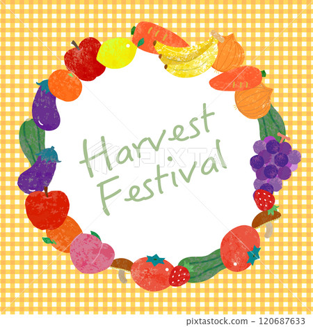 蔬菜和水果向量框架（黃色） 120687633