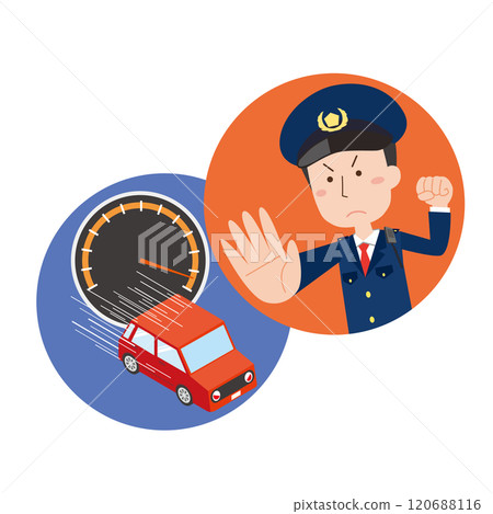 超速行駛的車輛和警察 超速行駛的車輛和警察 120688116