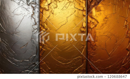 AI Image: Gold, silver and copper plate 120688647