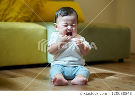baby crying in living room 120688848
