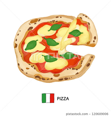 義大利食品_比薩插圖與色鉛筆觸摸 120689006