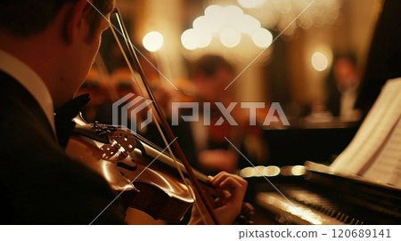 The evening is filled with tasteful entertainment such as a string quartet or a live piano performance 120689141
