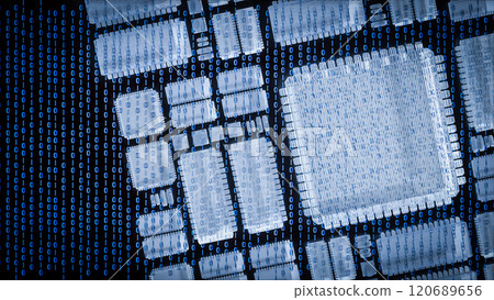 The clear pcb board on digital background for technology concept 3d rendering. The clear pcb board on digital background for technology concept 3d rendering. 120689656