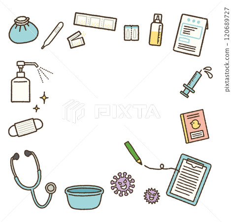 Illness Pediatrics Illustration Handwritten Icon Frame 120689727