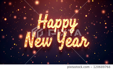 happy new year text on blue bokeh background 120689768