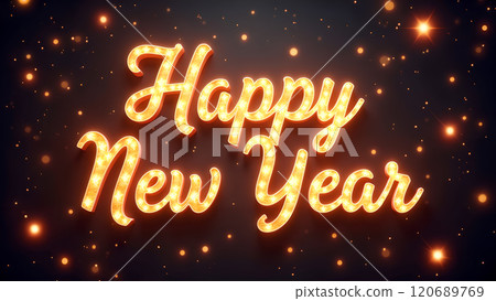 happy new year text on black background 120689769