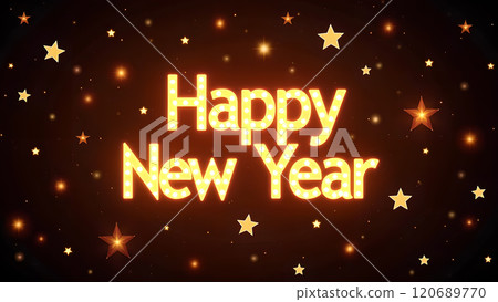 happy new year vector with glowing text on black background happy new year vector with glowing text on black background 120689770