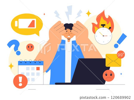 Work Burnout Prevention Vector Illustration Highlighting Emotional Burnout, Occupational Health, and Workplace Safety Concepts in a Flat Background Work Burnout Prevention Vector Illustration Highlighting Emotional Burnout, Occupational Health, and Workplace Safety Concepts in a Flat Background 120689902