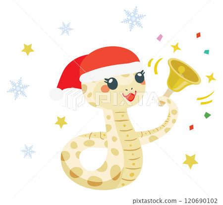 聖誕節銷售中帶有手鈴的可愛蛇插圖 120690102