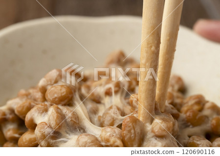 Natto: Take a small bowl and mix the natto 120690116