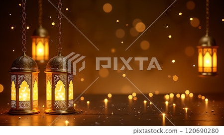 lanterns stands in the darkness over the sky 120690280