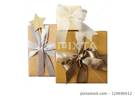 PNG, Mystery box, golden square boxes isolated on white background. 120690412