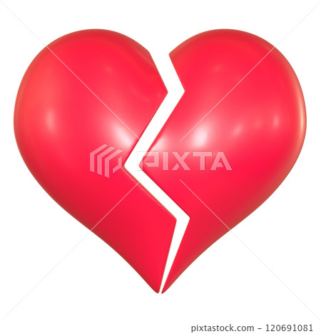 破碎的紅心的 3D 插圖 破碎的紅心的 3D 插圖 120691081
